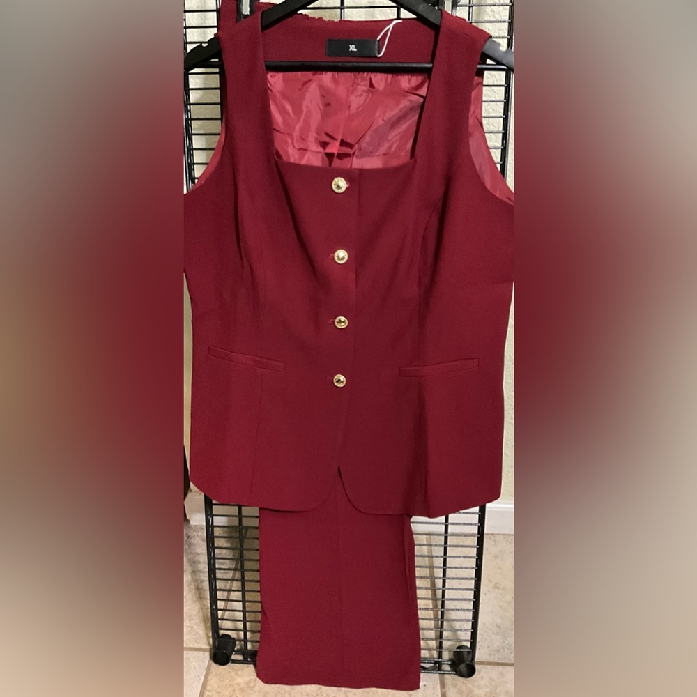 Women's Tailored Burgundy Blazer - Classic Button Front